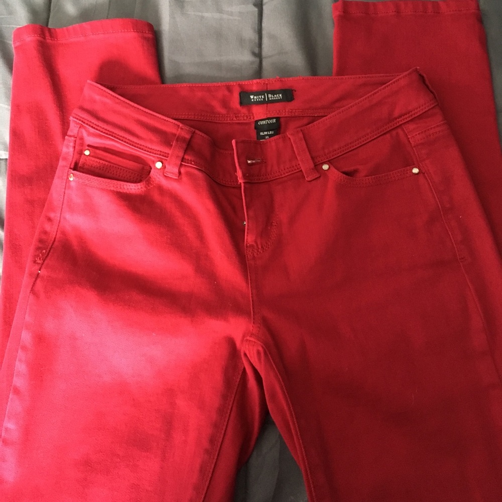Straight Leg Red Contour Jeans
